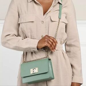 NEW FURLA 1927 Mini Crossbody 20 Red White Leather Clutch Bag